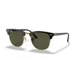 Ray Ban 3016 Clubmaster - 51 W0365 - Nero su Oro/Verde G-15